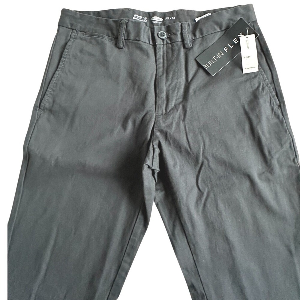 OLD NAVY Ultimate slim Built-in Flex Gray pants Men's size 30 x 32 New - Picture 3 of 7
